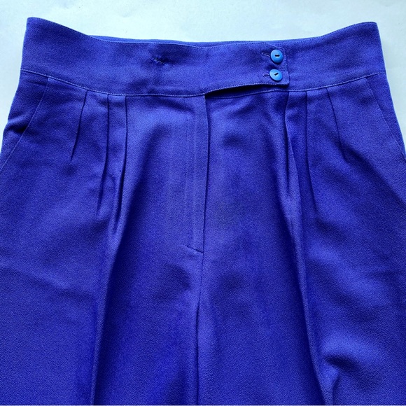Vintage High Waisted Wool Trousers - Electric Blue - Picture 1 of 13